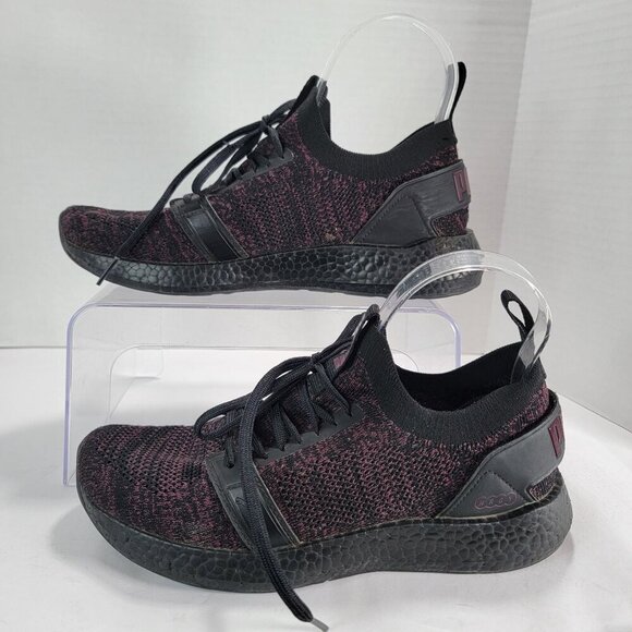 Puma Nrgy Womens 8 Knit Sneakers Black Purple Athletic Running‎ Shoes Athleisure - Picture 2 of 11